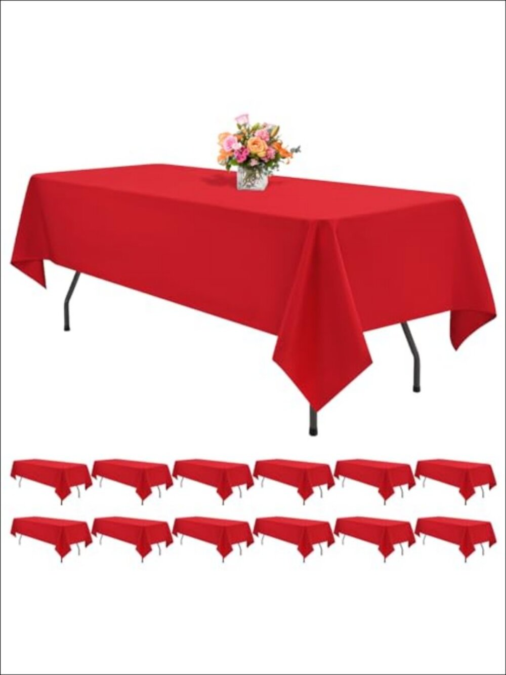 12 Pack 60 x 102 Inch Rectangle Polyester Tablecloths for 6ft Tables